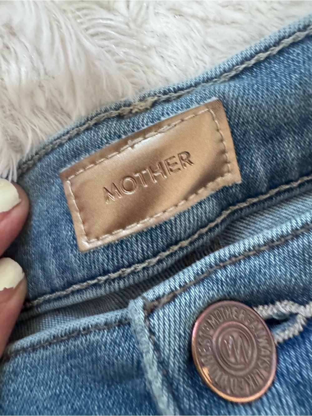 MOTHER Straight Leg Jeans in Medium Blue Wash - Picture 5 of 9